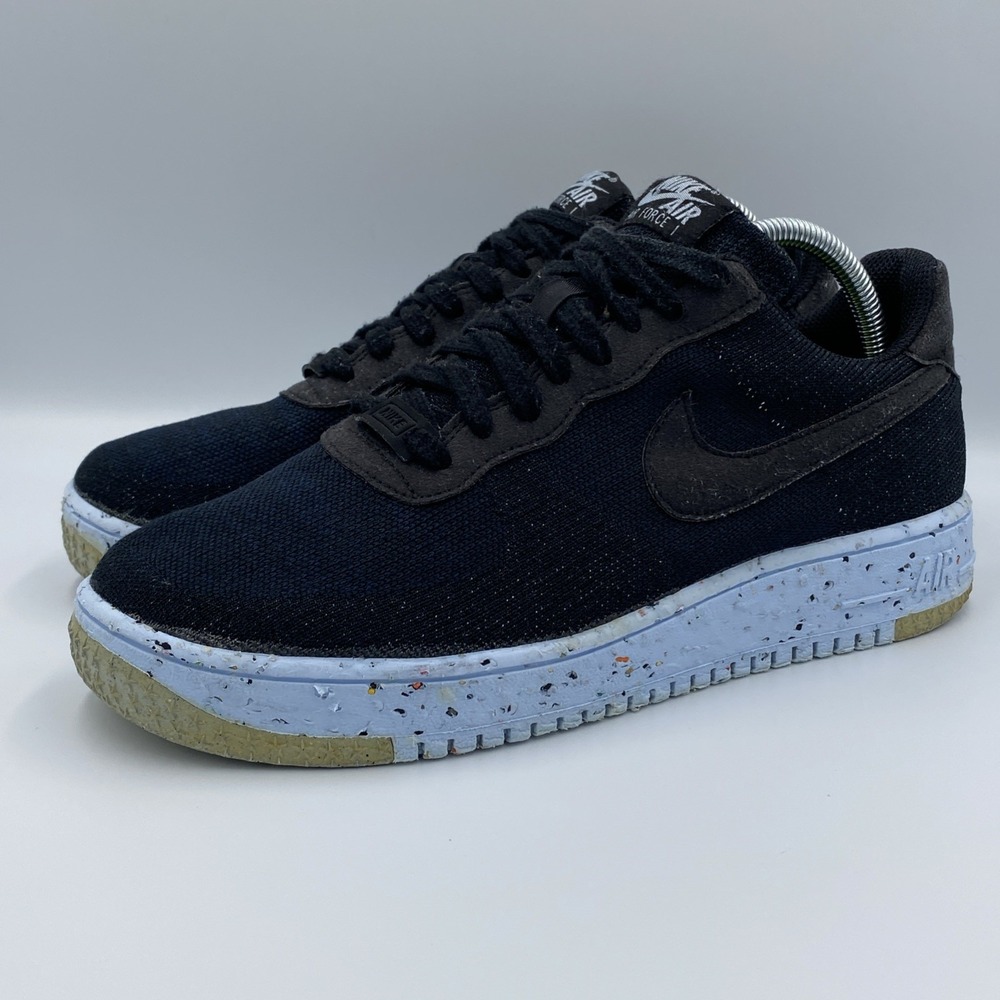 Nike Air Force 1 Crater Flyknit Men's 9.5 Black Chambray Blue DC4831-001